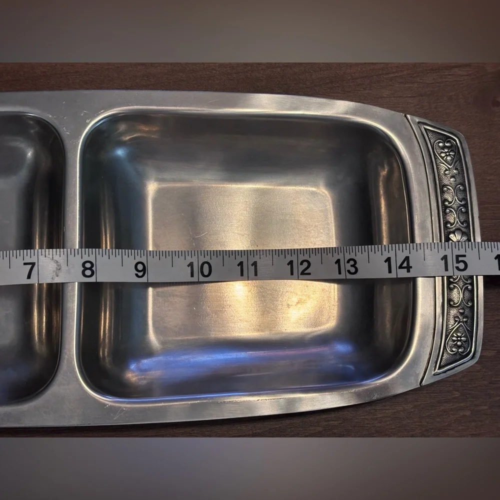 Cordova, 1969, Solid 18-8 Stainless Steel Double Serving Tray MCM